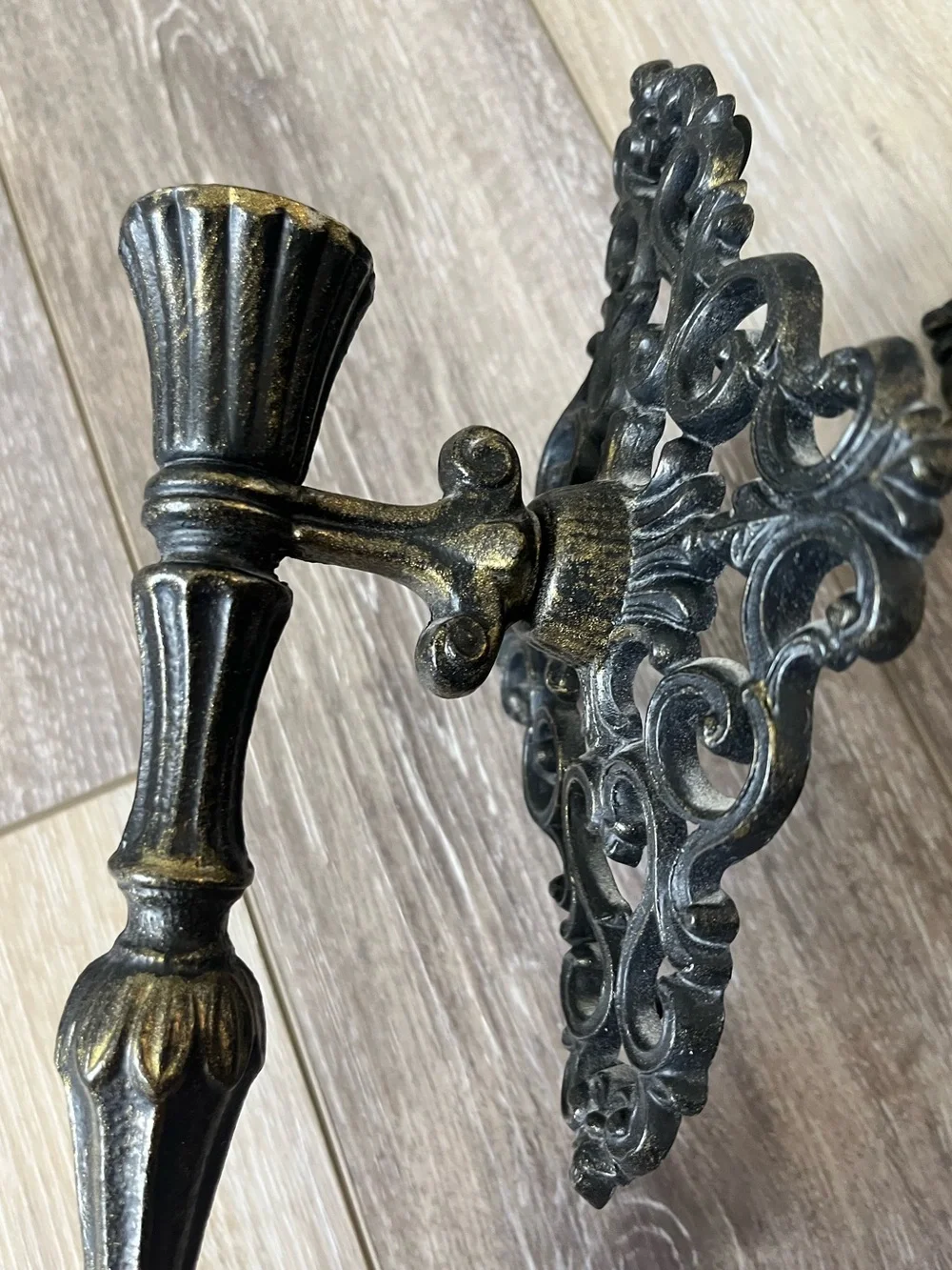 Antique-Style Black set of 2 metal Wall Sconces - Elegant  Candle Holders